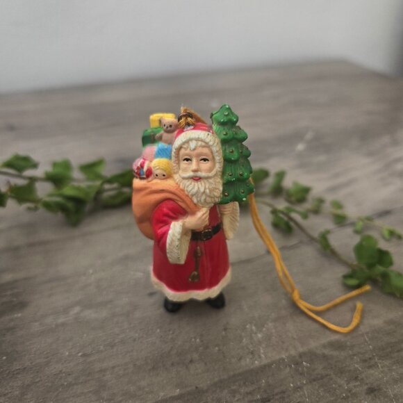 3/$15 ☀️ Vintage 1970s Santa Ornament – Plaster & Plastic – EUC – 10 cm x 2 cm - Picture 5 of 6